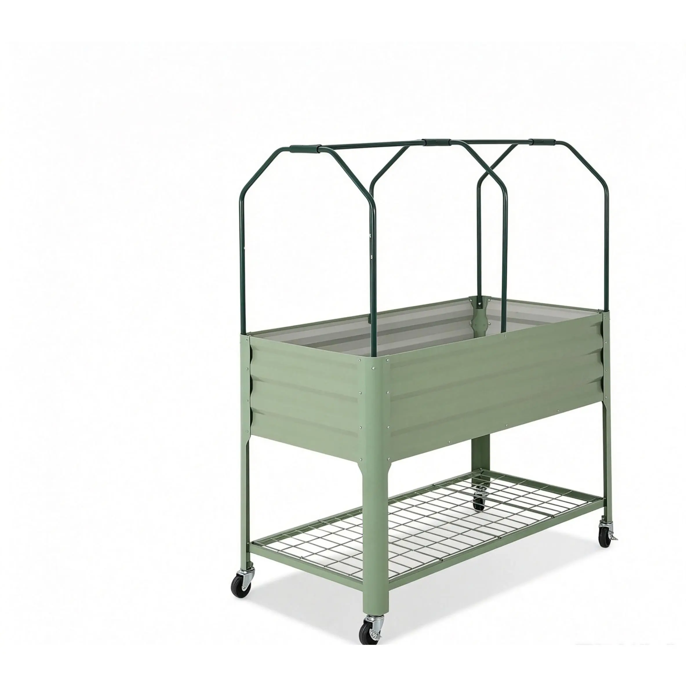 Mobile Raised Garden Bed - Portable 2x4 Ft Metal Planter Box on Wheels with Greenhouse Cover, Tall Elevated Flower, Vegetable & Herb Planter for Patio, Balcony & Yard