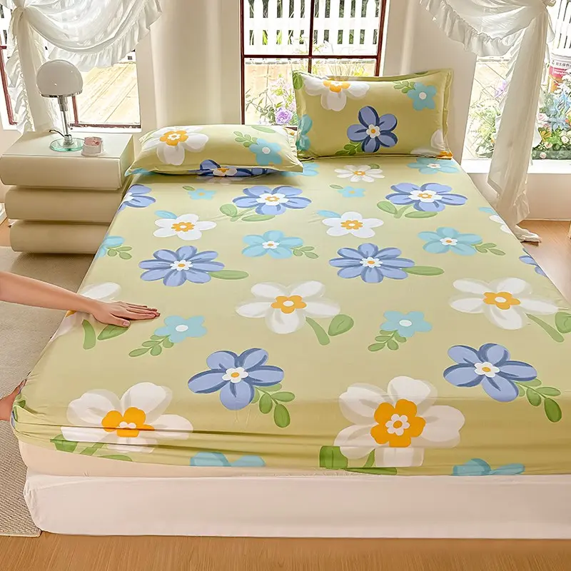 3-Piece Printed Bed Sheet Set, Romantic Fresh Theme, Sunflower Pattern, Soft Comfortable Breathable, Bedroom Guest Room Hotel Gift