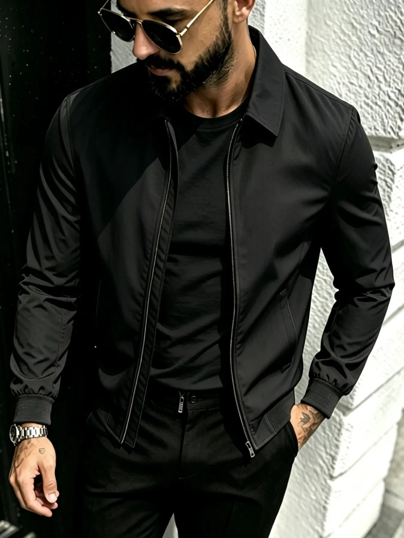 Men's Commuter Jacket, Casual Retro Golf Jacket, Business Daily Lightweight Coat, Side Pockets, Multi-Functional Spring Fall Flight Jacket
