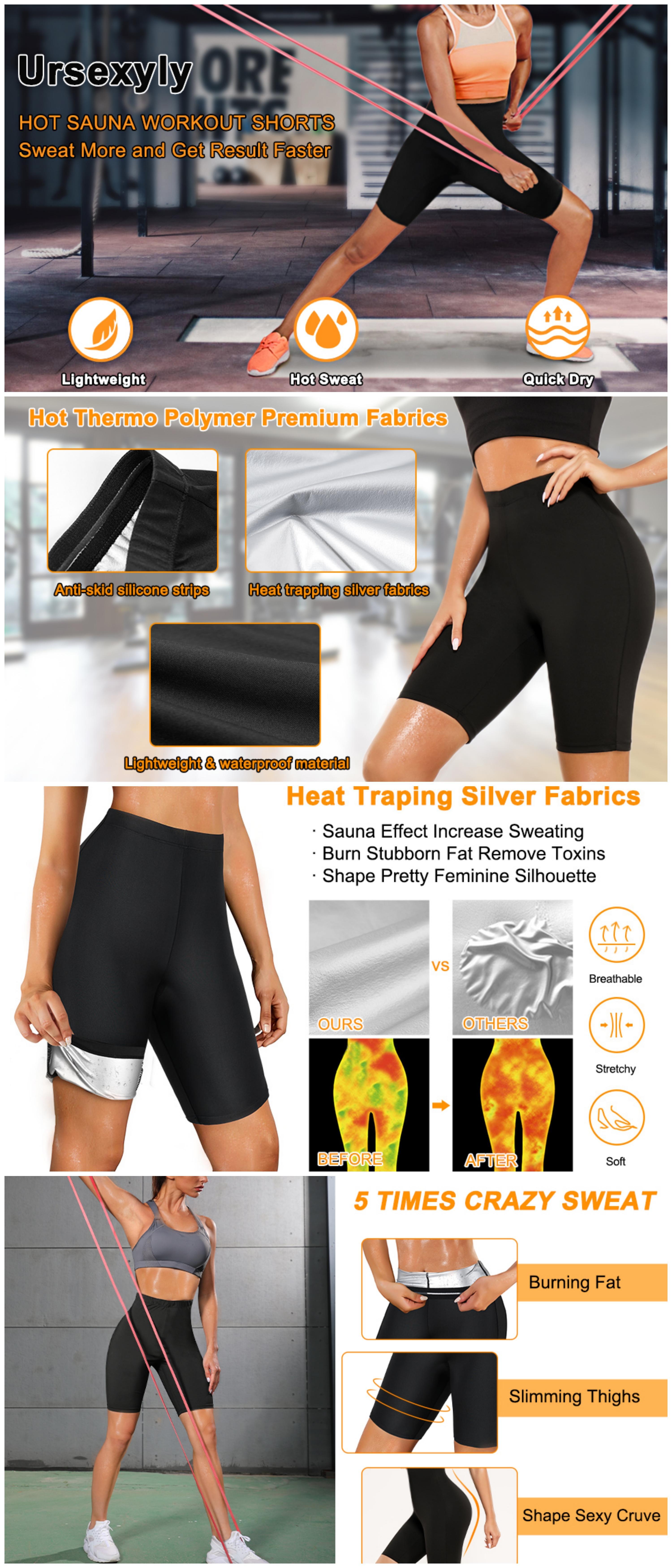 Women's Compression Leggings, Comfort Tummy Control Hot Sweat Sauna Effect Shorts, Shapewear Workout Shorts, Basic Women Shapewear Bottoms