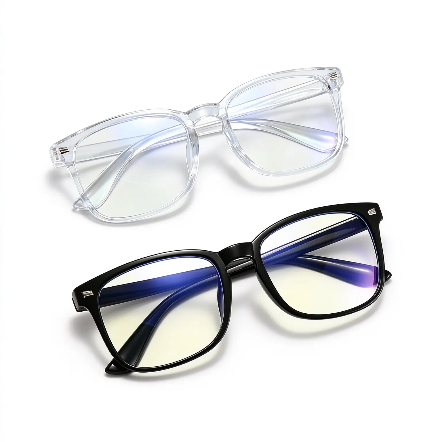 Blue Light Blocking Glasses for Men Women, Square Retro Frame Non-Prescription Clear Lens Computer Eyeglasses, Anti Eyestrain Screen Protector Gaming Flat Light Glasses