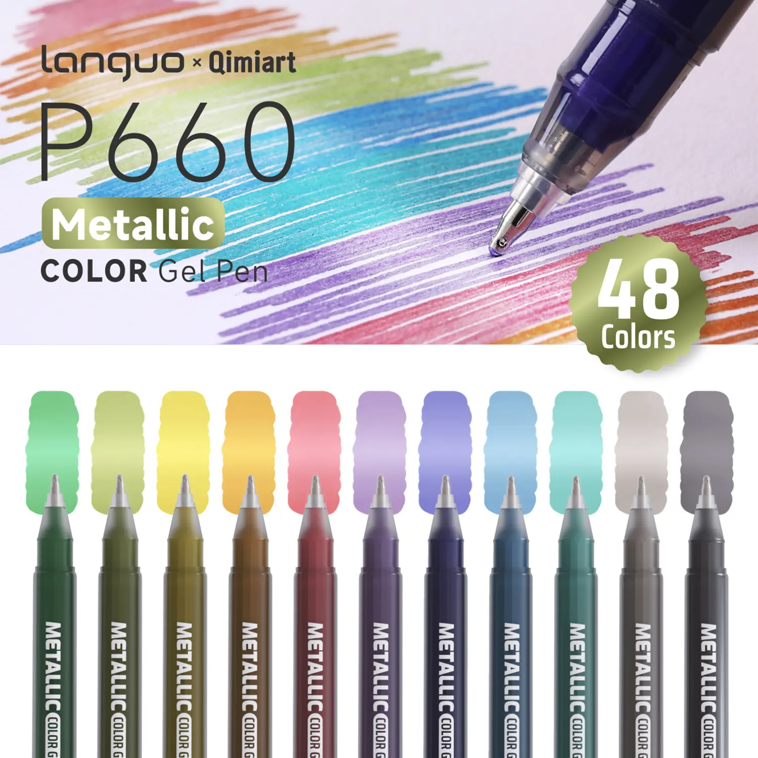 Acrylic Metal Color Painting Pen Set, 48 Colors, 1.0mm Stainless Steel Tip, Smooth Ink Flow, Ideal for Various Surfaces