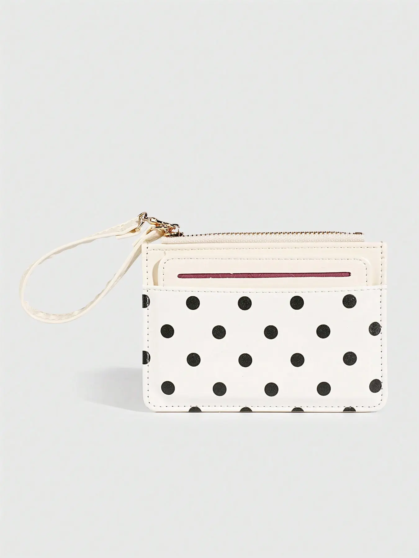 Y2K Polka Dot Mini Coin Purse, Fashion PU Small Trendy Wallet, Kawaii Style Card Holder, ID Document Storage Bag, Detachable Multi-Layer Slim Organizer