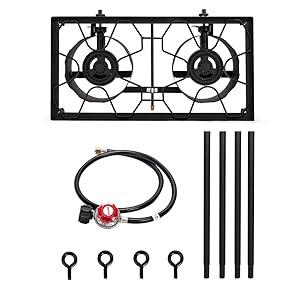 ROVSUN 2 Burner Outdoor Propane Gas Stove 150,000 BTU High Pressure Stand Cooker for Backyard Cooking Camping Home Brewing Canning Turkey Frying, 20 PSI Regulator ROVSUN 2 Burner Outdoor Propane Gas Stove 150,000 BTU High Pressure Stand Cooker for Backyard Cooking Camping Home Brewing Canning Turkey Frying, 20 PSI Regulator