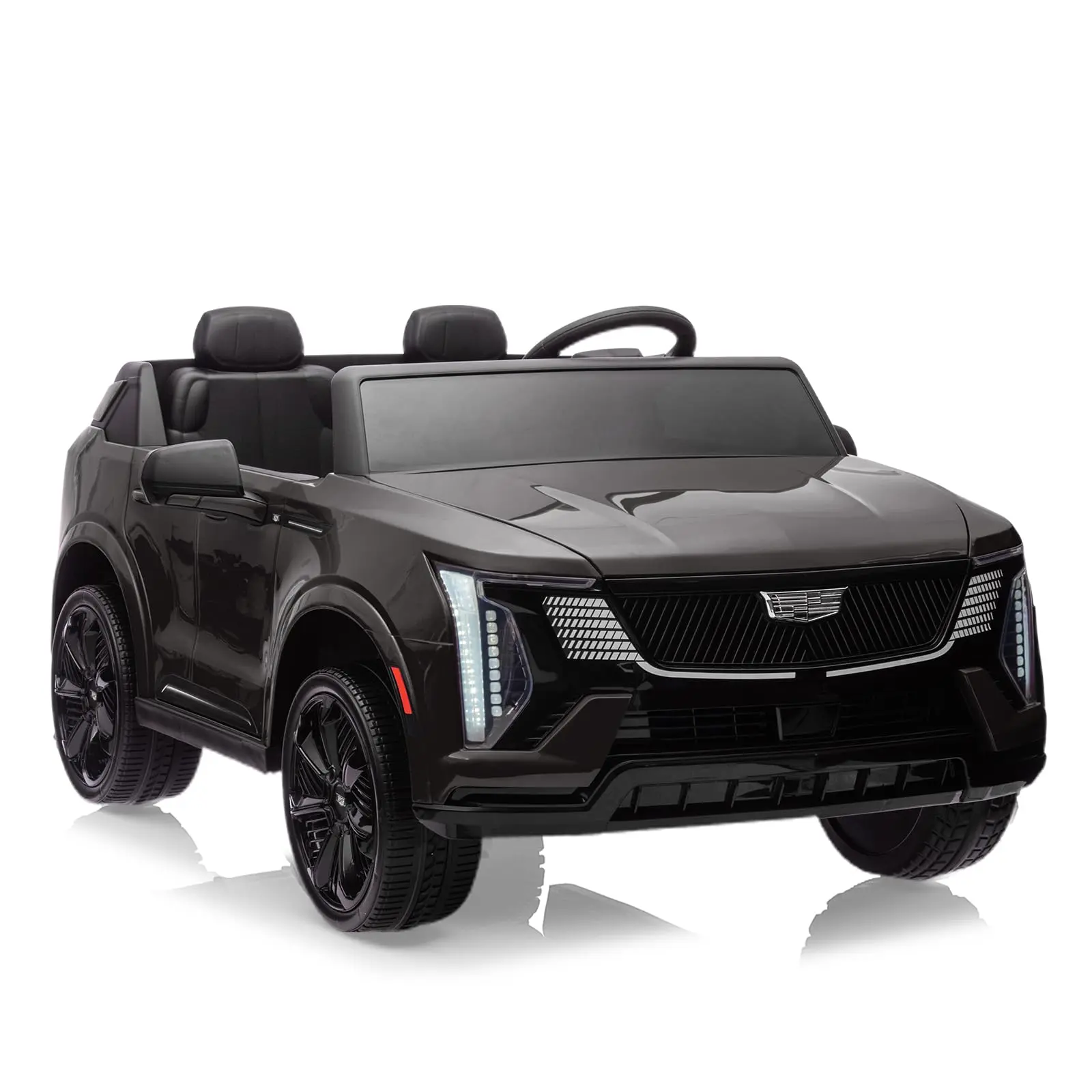 24V Licensed Cadillac 2-Seater Unisex Electric Ride-On SUV for Outdoor Play, Parent Remote Control, 4-Wheel Shock Absorbers, Smooth Start Tech, MP3 Player, LED Lights - Suitable for Ages 3-7, Black & White Options
