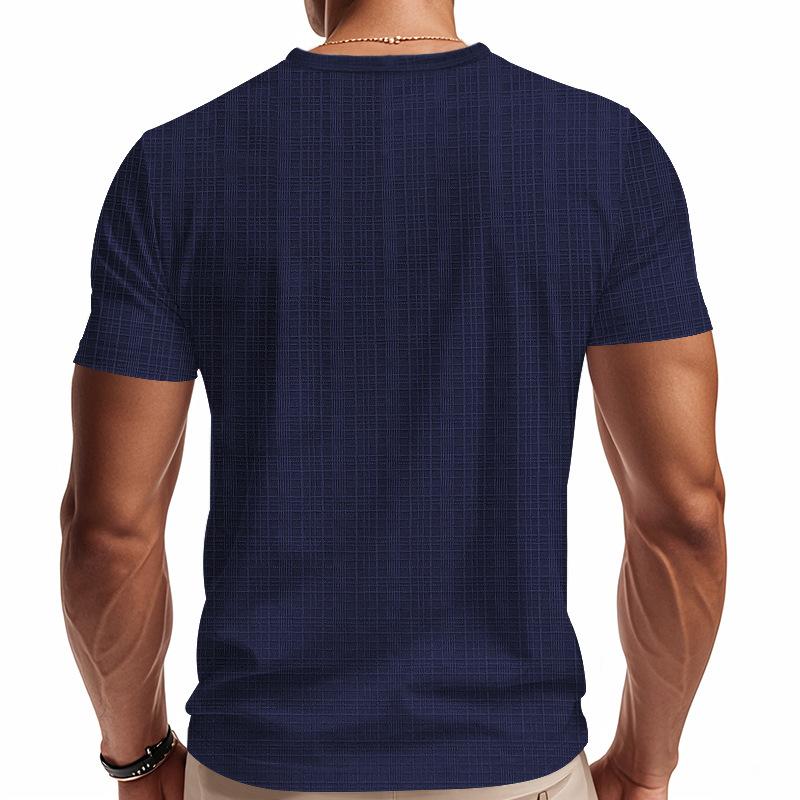 Summer Men's Imitation Hemp Bamboo Joint Loose Breathable Casual V-neck Quick-drying Short-sleeved T-shirt