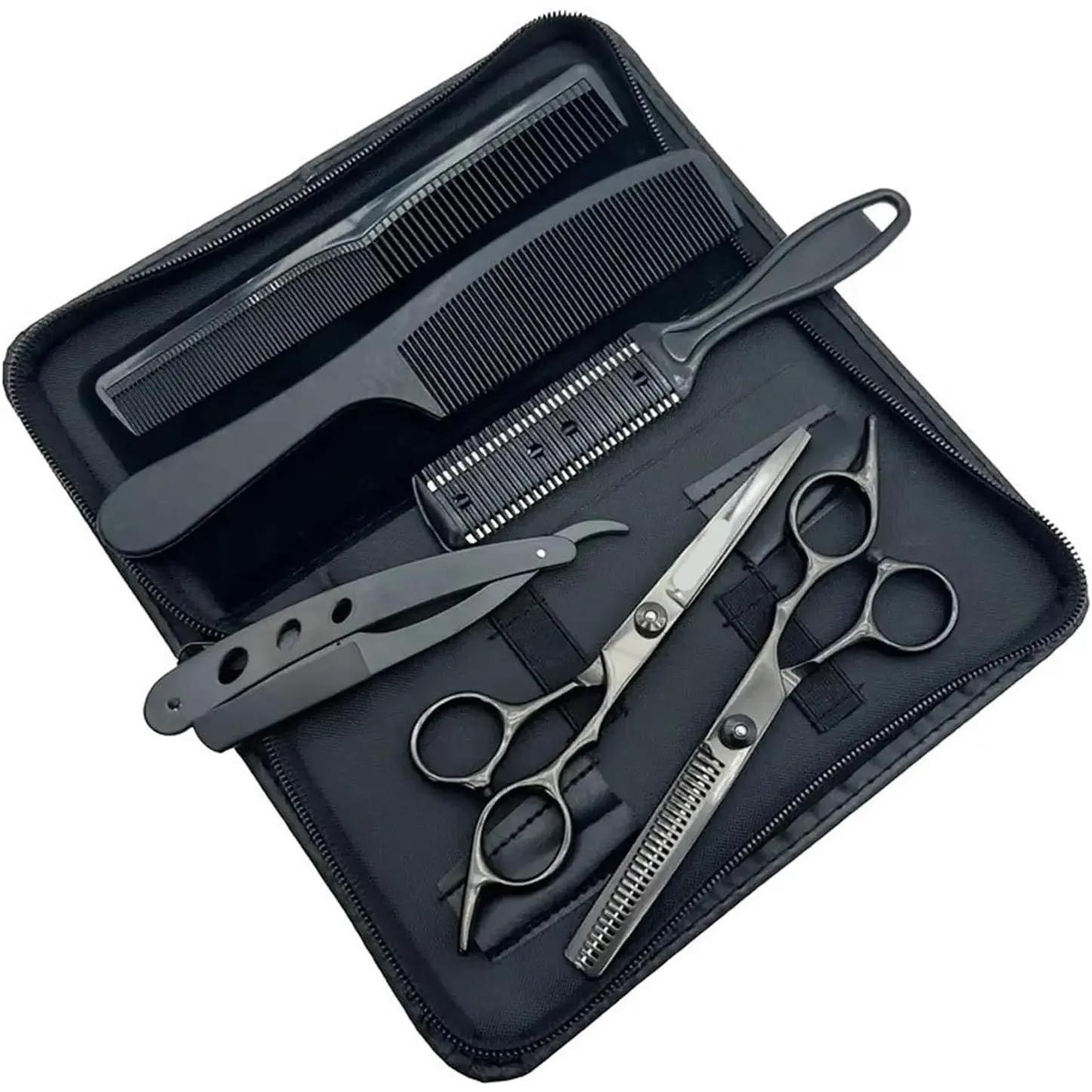 Hair Styling and Cutting Tool Set, Professional Hairdressing Scissors for Salon & Barber Shop, Heatless Styling Tools for Women & Men, Haircut Kits, Barber Equipment, Barber Supplies