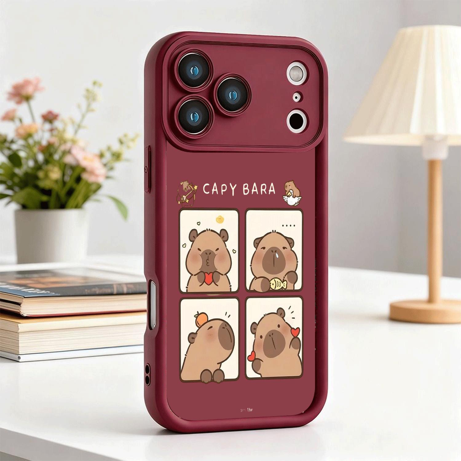 A set of cute and soothing capybaras, a new trendy original design phone case with a spiral staircase motif, available in white, black, and red, suitable for various iPhone models, including iPhone 17, 17 Pro, 17 Air, 17 Pro Max, 16, 15, 14, 13, 12 Plus/