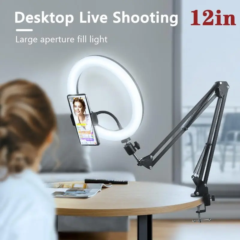Phone Camera Tripod Desktop Stand Set, Desk Tripod Low Angle Photography Arm, Low Angle Phone Camera Stand, Ring Light Holder