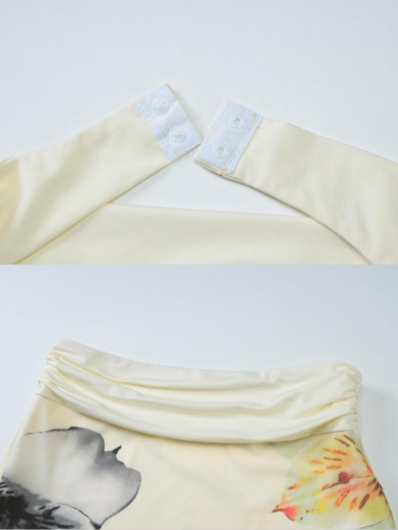 Two-piece Set Women's Mesh Spliced Cowl Neck Sleeveless Halter Tank Top & Floral Print Skirt, Backless Tie Back Tank Top Irregular Hem Mini Short Skirts, Party Club Holiday Casual Outfits Summer Clothes, Fashion Style Sets