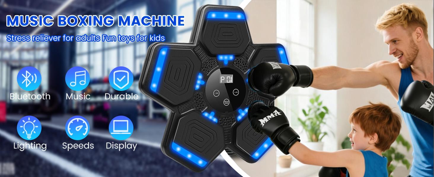 Smart Music Boxing Game Kids: Bluetooth Wall Mounted Punching Pad with 5 Hitting Targets - Family Indoor Activity Fitness - Ages 6-12 Boys Girls Birthday Gifts Including Boxing Gloves