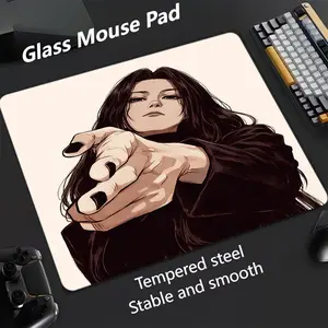 Anime Girl Glass Mouse Pad, Ultra Smooth Tempered Glass, Large Size Gaming Mouse Pad, Ideal for Esports and Office Use