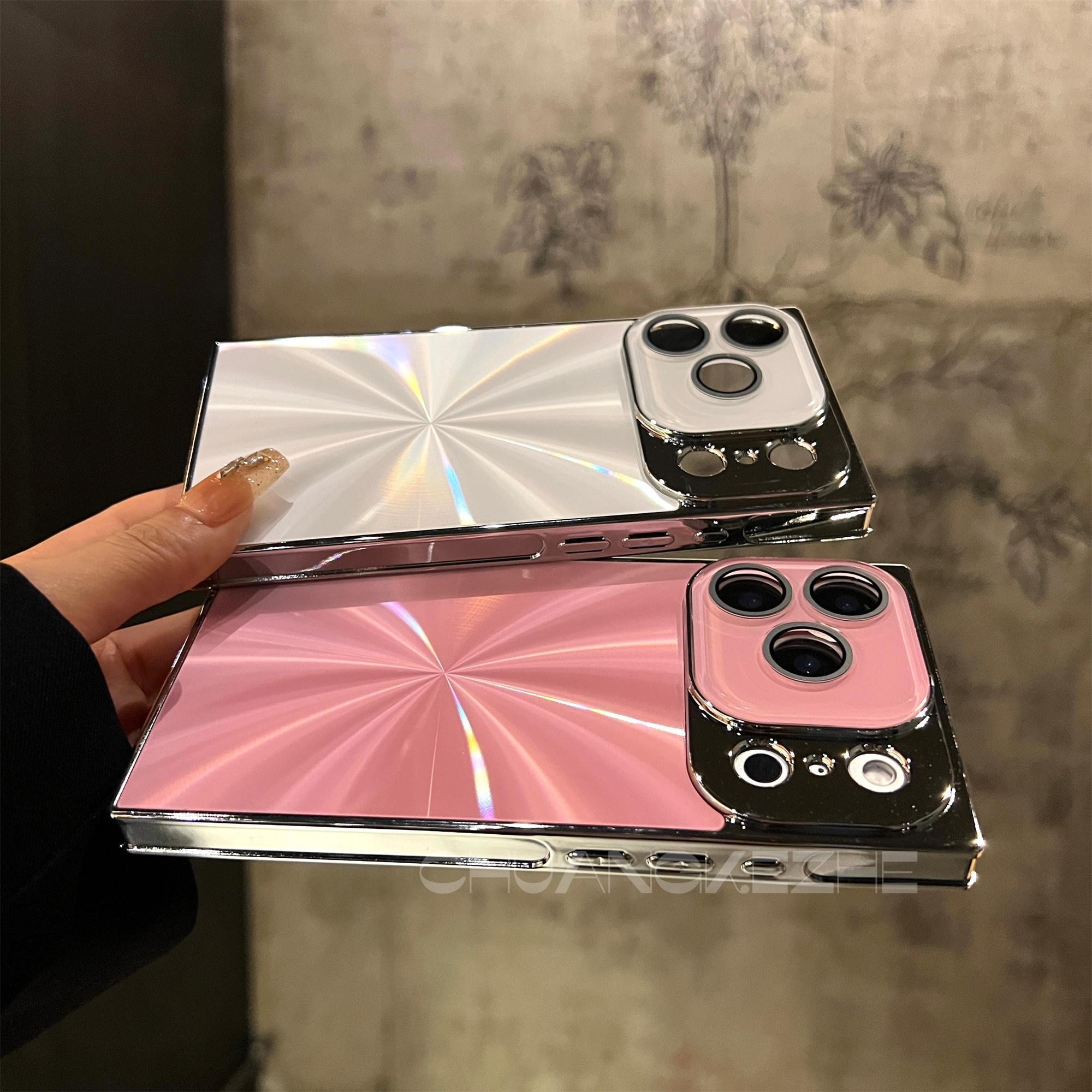 High-quality Square Aurora Electroplated Frame Case for iPhone 17 Pro Max 16 15 14 13 with HD Lens Protector & Crystal-Clear Camera Protection Casing Cellphone Protective  Smartphone Cover