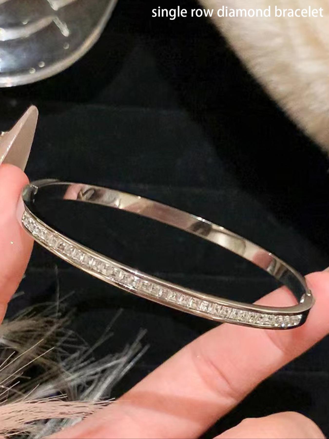 Elegant Rhinestone-Decorated Bangle, Trendy Stackable Bangle, Fashion Jewelry for Women and Men, Perfect for Parties and Daily Wear, Versatile All-Match Jewelry Birthday Gift, Mix Bracelets