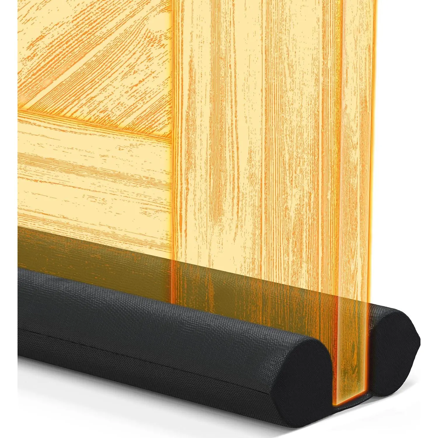 2 Sided Door Draft Stopper for Bottom of Door - Keeps Cold Air in & Heat Out, 100% Sound Proofing Strip Gap Filler, Quick Install Noise Blocker Sweep for Home - Fits 30"- 36" W