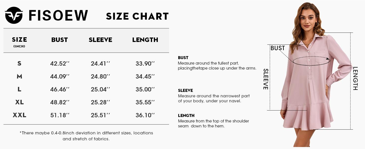FMEYOA Womens Casual Button Down Shirt Dress Long Sleeve Collared Pleated Swing Mini Dresses FMEYOA Womens Casual Button Down Shirt Dress Long Sleeve Collared Pleated Swing Mini Dresses