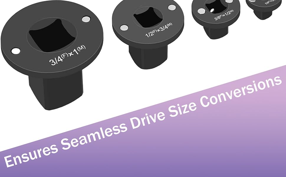 4PCS 2025 Low Profile Impact Socket Adapter Set, Low Profile Socket Adapter Set, 3/4" to 1", 1/2" to 3/4", 1/2" | 1/4'' to 3/8", for Automotive & DIY Tools (1 SETS)