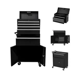 5-Drawer Rolling Tool Chest with Casters, Combined Detachable Tool Storage Box, Separable Large Top Lockable Tool Cabinet, Comes with Liner Mats, Mechanic Storage Organizer for Garage & Workshop