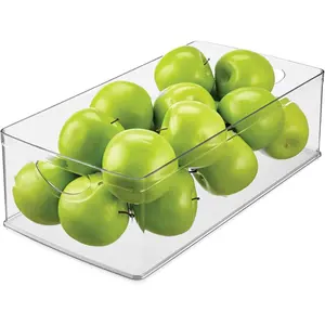 Stackable Clear Plastic Extra Long Storage Bin, Organizer for Kitchen Cabinet or Pantry