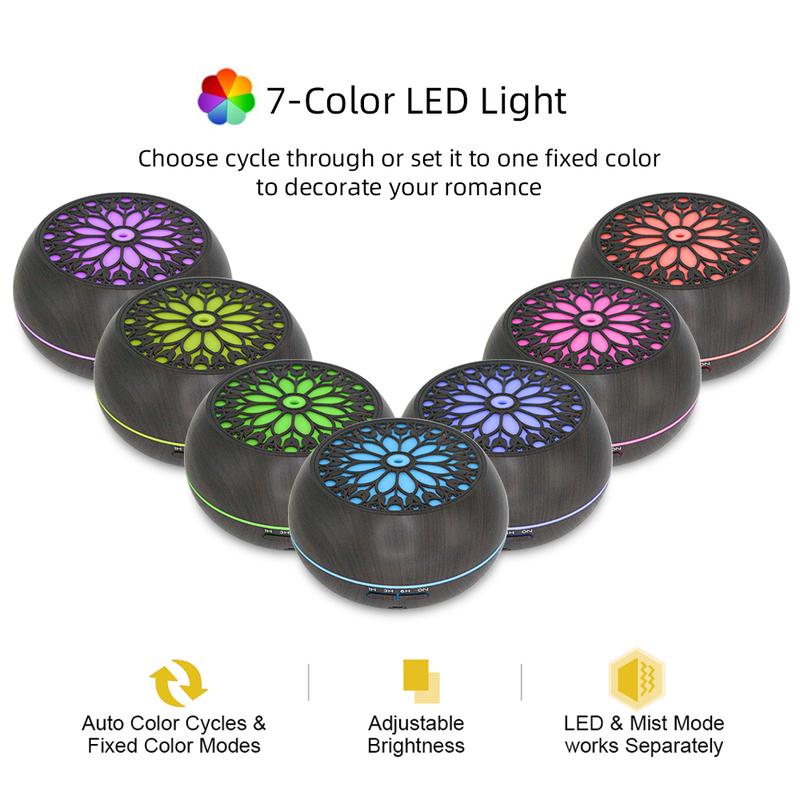 550ml Essential Oil Diffuser with Remote Control 6 Blends Auto Shut-Off Large Room Aromatherapy Humidifier for Anxiety Relief Electronic Humidifier