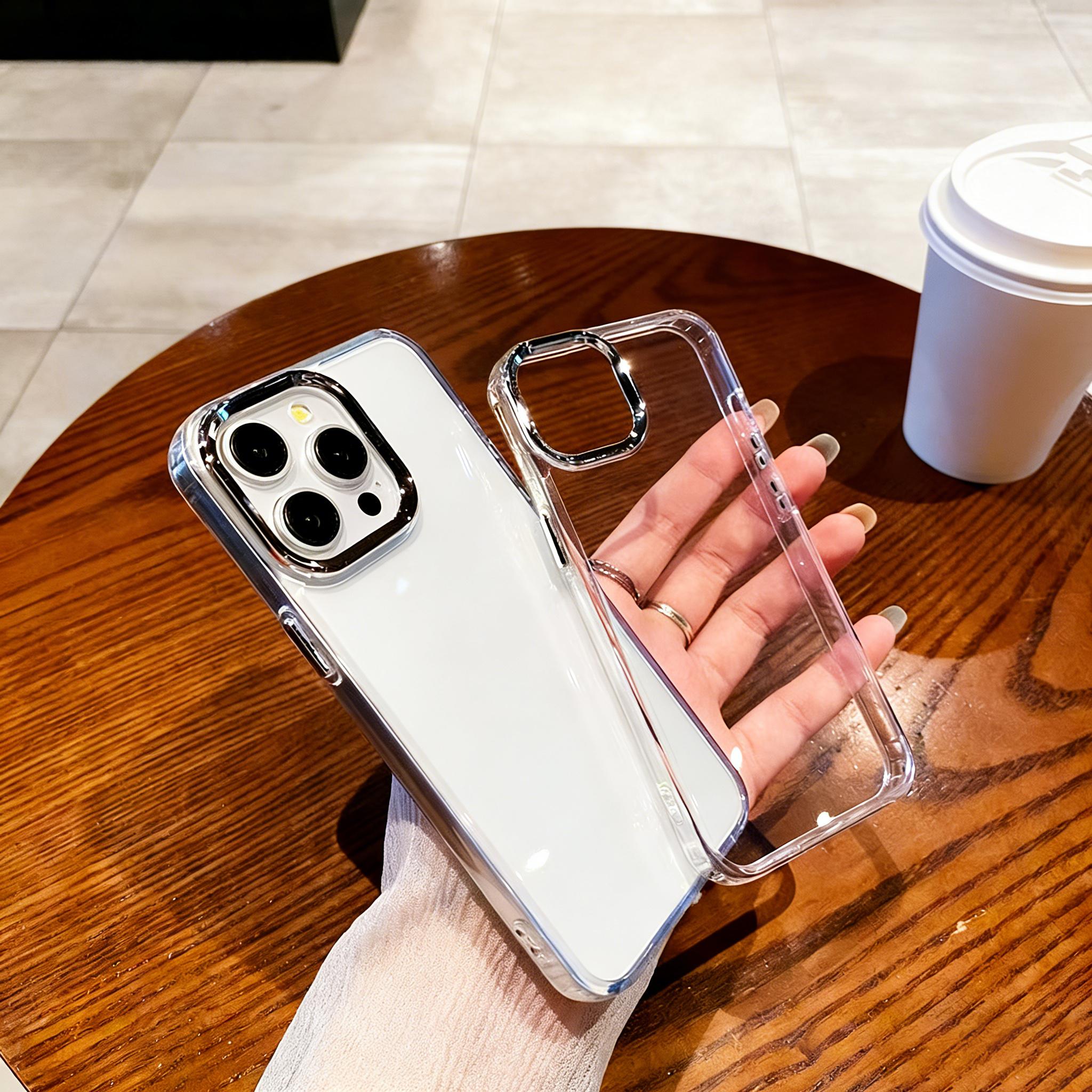 [Buy One Get One Free] Luxurious Transparent iPhone Case, Electroplated Metal Lens Frame, Shockproof TPU Corners, Full Body Protection, High Transparency Slim Soft Case, Suitable for 17 16 15 14 13 12 Pro ProMax Plus Air