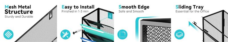 F-SBB52  Wall File Organizer with 5 Hooks 5 Tier Hanging File Organizer, Vertical Wall Mount Mail Organizer for Papers, Folders, Magazines, Bills, Office&School Organization, Black