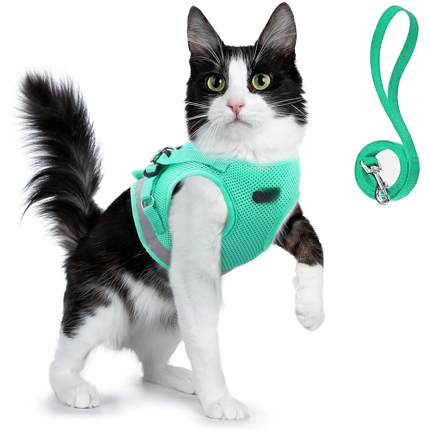 Harness and Leash Set - Soft Mesh Adjustable  Vest Harness with Reflective Strap for Walking  and Puppy