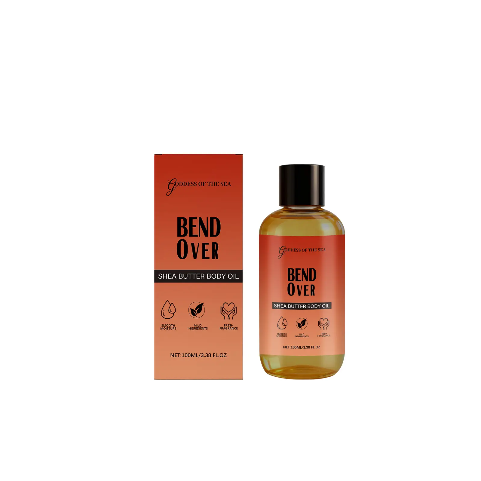 Goddess of The Sea Bend Over Shea Butter Body Oil 100ml, Smooth Moisture Mild Ingredients Fresh Fragrance, Deep Nourish Dry Rough Skin Full Body Hydrating Care for Women