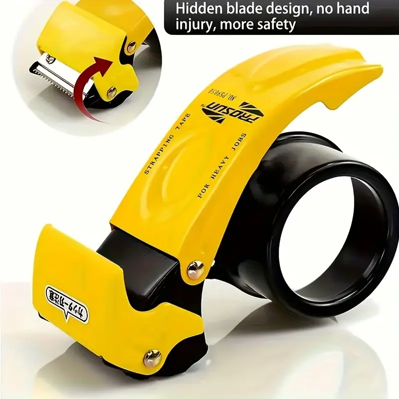 Handheld Stainless Steel Packing Tape Dispenser, 1.97-Inch Wide Adhesive Tape Cutter, Ergonomic Design, Manual Box Sealer & Quick Wrap Tool, Safety
