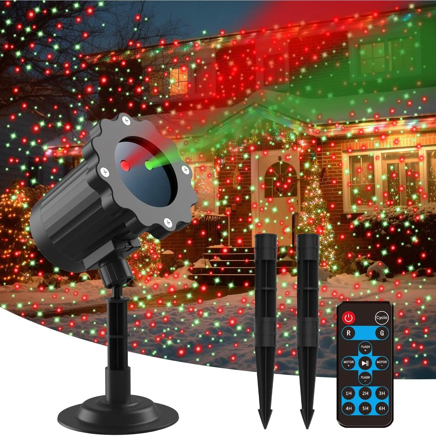 Christmas Projector Lights Outdoor,  Christmas Decorations Led Lights Projector with Remote Control Timer Indoor  Light for Xmas Yard Garden Holiday Party  Decor Landscape Patio