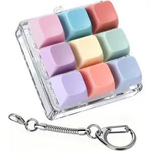 Colorful Clicker Keyboard Fidget Keychain - Fidgets Stress Relief Gadget for Adults, Daily Carry & Gaming Use