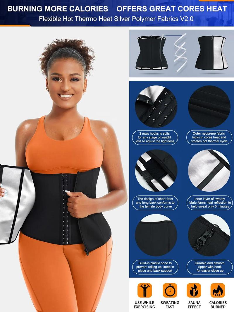 Women's Plain Zipper Waist Trainer, Basic Tummy Control Hook Closure Fajas Colombianas Shaper, Summer Outfits 2026, Women's Tummy Control Clothing