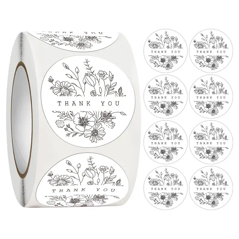 300pcs 1.5in Sketch Floral Gift Seals, Birthday Party Decor Stickers, Envelope Seal Stickers, Classroom Desk Notebook Stickers