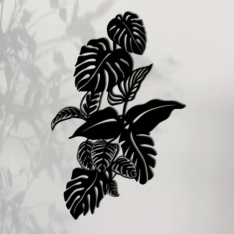 Large Monstera Metal Wall Art, Elegant Black Tropical Leaf Indoor Outdoor Decor Durable Iron Plant Sculpture for Home Wedding Housewarming Mother's Day Gift, Modern Mid Century Farmhouse Style Easy Hang, Housewarming Gift High Quality Sculpture