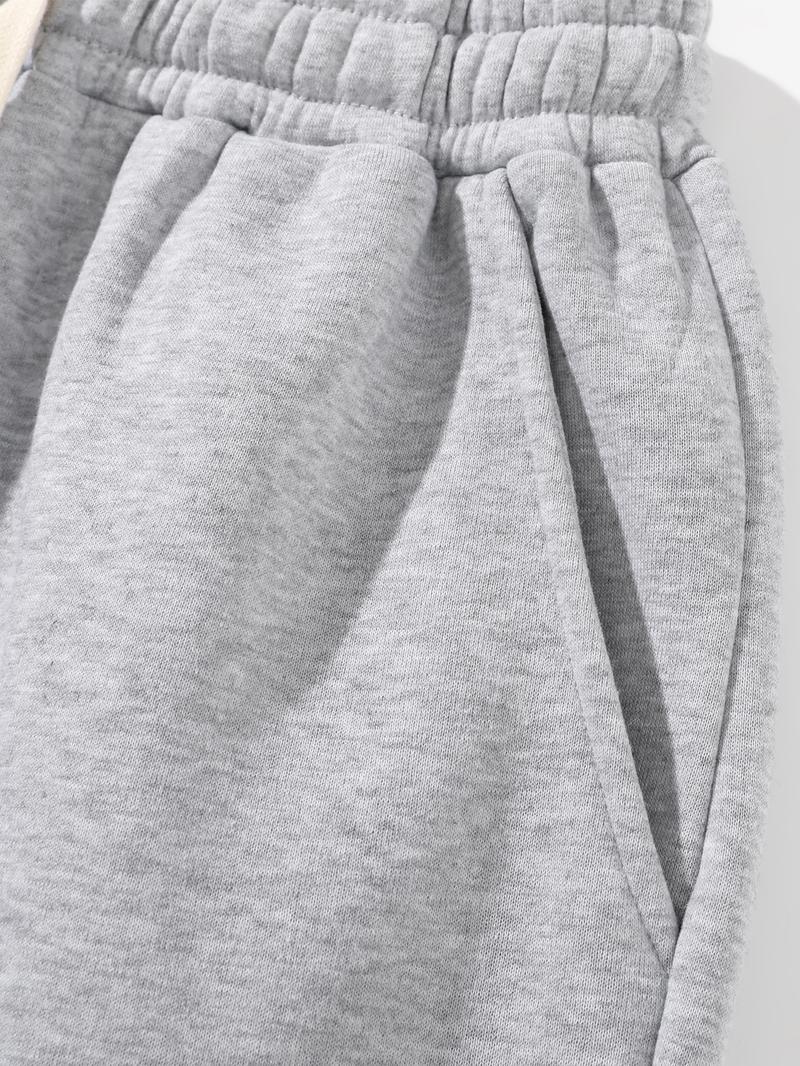 Men's Plain Two-piece Sweatsuit Set, Basic Regular Fit Casual Drop Shoulder Half Zip Hoodie & Pocket Drawstring Sweatpants, Men's Clothing