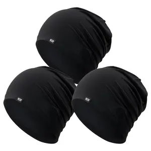 SHINEMEOTH 3Pcs Cooling Skull Cap for Men Women-Lightweight Breathable Beanie Hat, Thin Quick Dry Running Cap for Cycling