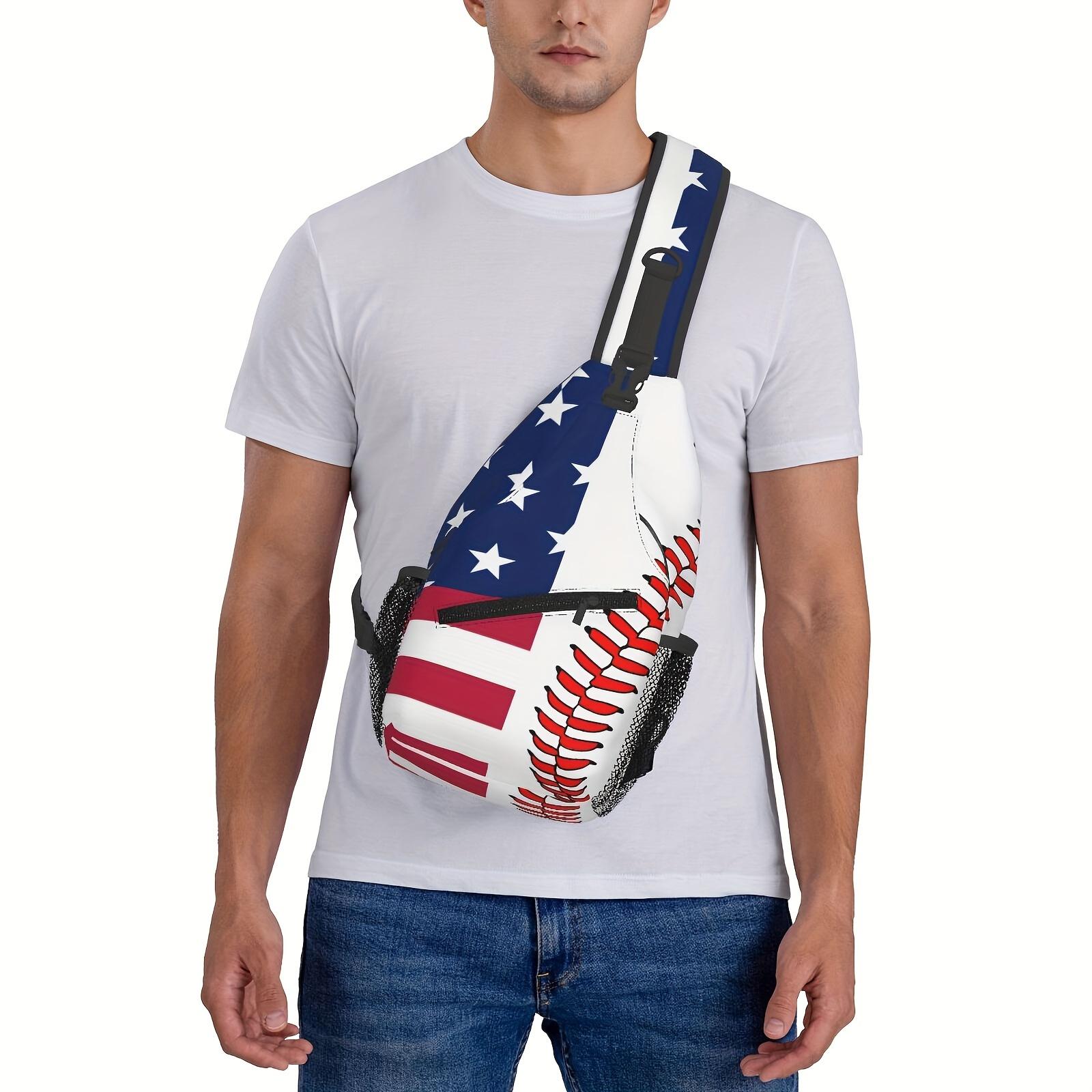 Crossbody Chest  Hiking Backpack American Flag And Baseball Shoulder  Folding Large Capacity Fashion Durable Can Be Used For Shopping, Work, Travel Beach  Fishing Backpack Travel Accessories Must Have Backpack For School Back Christmas Gifts bag