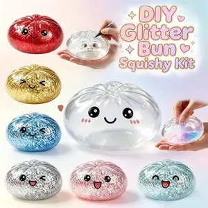 Glitter Dumpling DIY Tools, Glitter Dumpling Squishy with Box DIY Tools, Dumplings Sensory Squeeze Toy for Stress Relief，Soft Glitter Dumplings Toy Mystery, Mystery Dumplings Squishy Glitter, Squishy Dumpling Toy Glitter for Stress Relief, Squeeze Decompr
