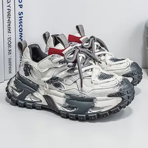 GGOR Men's Spring Height-Increasing Korean-Style Thick-Soled Lace-Up Dad Sneaker, Versatile Athletic Footwear, Trendy Casual Trainer (Sports & Outdoor Skateboarding Shoes)