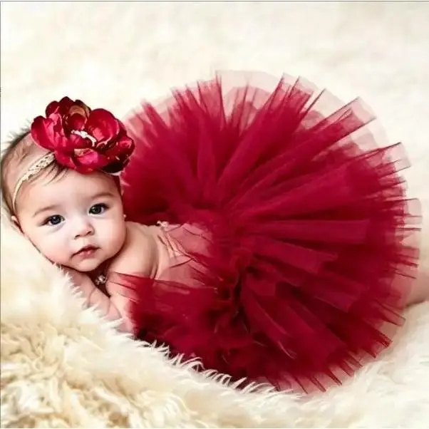 Skirt + Headband Set for Newborn Baby Girls Tutu Skirt Headband Set Flower Hairband Infant Toddler Pengpeng Dress Princess Photography Prop Outfit