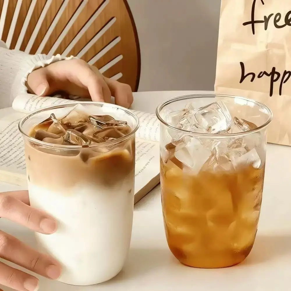 Crystal Glass Cup Set, Drinkware, Stylish Glass Cups, Glass Beverage Cups, Glassware Drinking Glasses, Tumblers, 2/4 Pack, Large Capacity 380ML, Modern Minimalist Design, Ideal for Coffee, Tea, Juice, Beer, Cocktails, Cold & Hot Drinks
