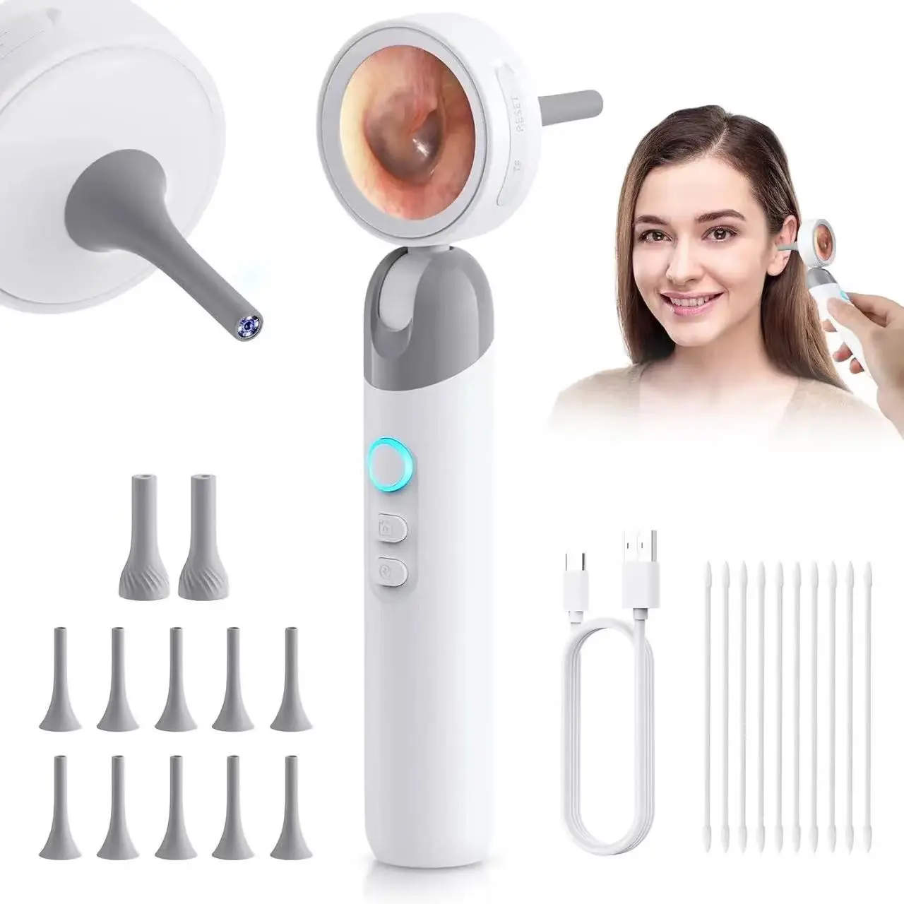 High-Definition Ear Mirror with 1080P Camera and LED Lights, Foldable Inspection Head, Ideal for Adults and Pets, Perfect Gift