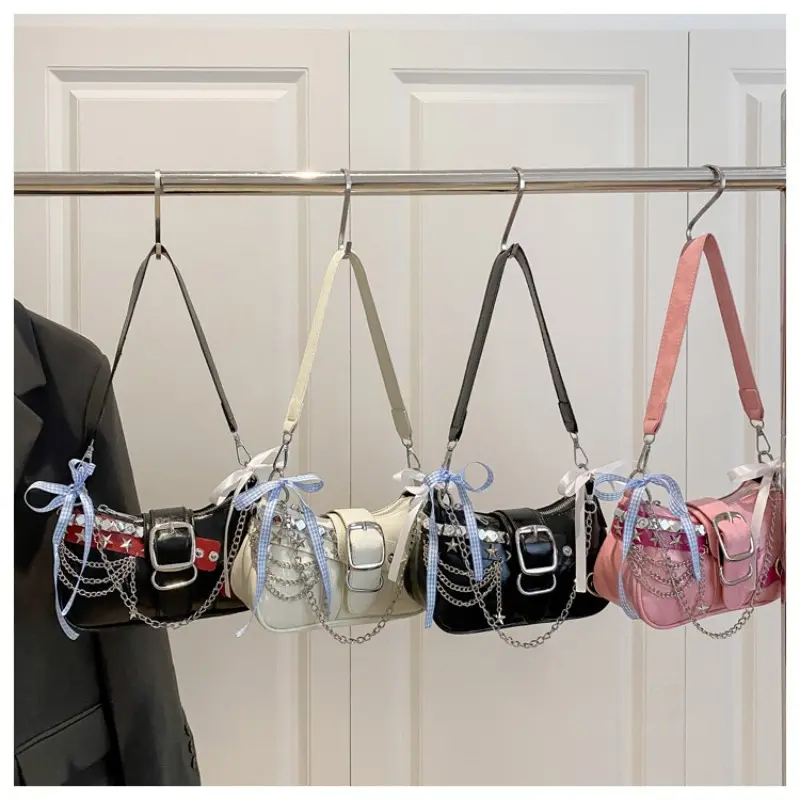 Cute Gothic Y2K Style Women's Shoulder Bag, Preppy Street Fashion Moon Bag, Fashionable Saddle Bag, Daily Use & Gift, Punk Design Handbag, Fashionable Versatile Purse, Fashionable Bags, Fashion Purses