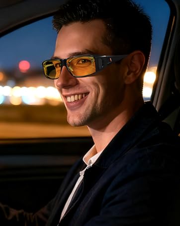 Night Vision Driving Glasses Women Anti Glare Polarized, Wrap Around Nighttime Safety Glasses UV Protection