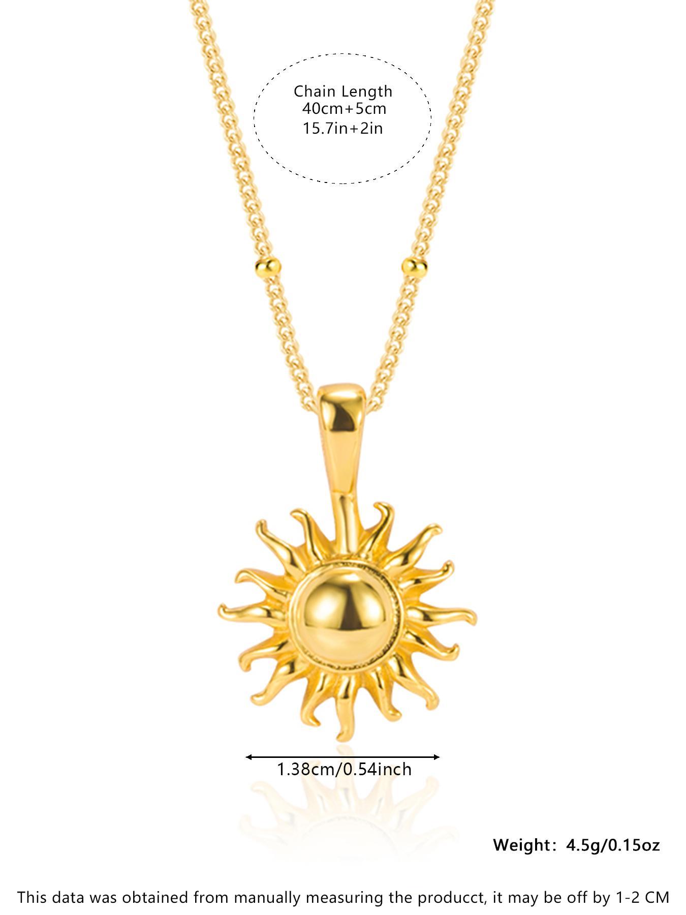 925 Sterling Silver Sun Design Pendant Necklace for Women, Fashion Jewelry for Party, Daily Decor, Trendy All-match & Exquisite Jewelry for Birthday Gift, Celestial Pendant Necklace