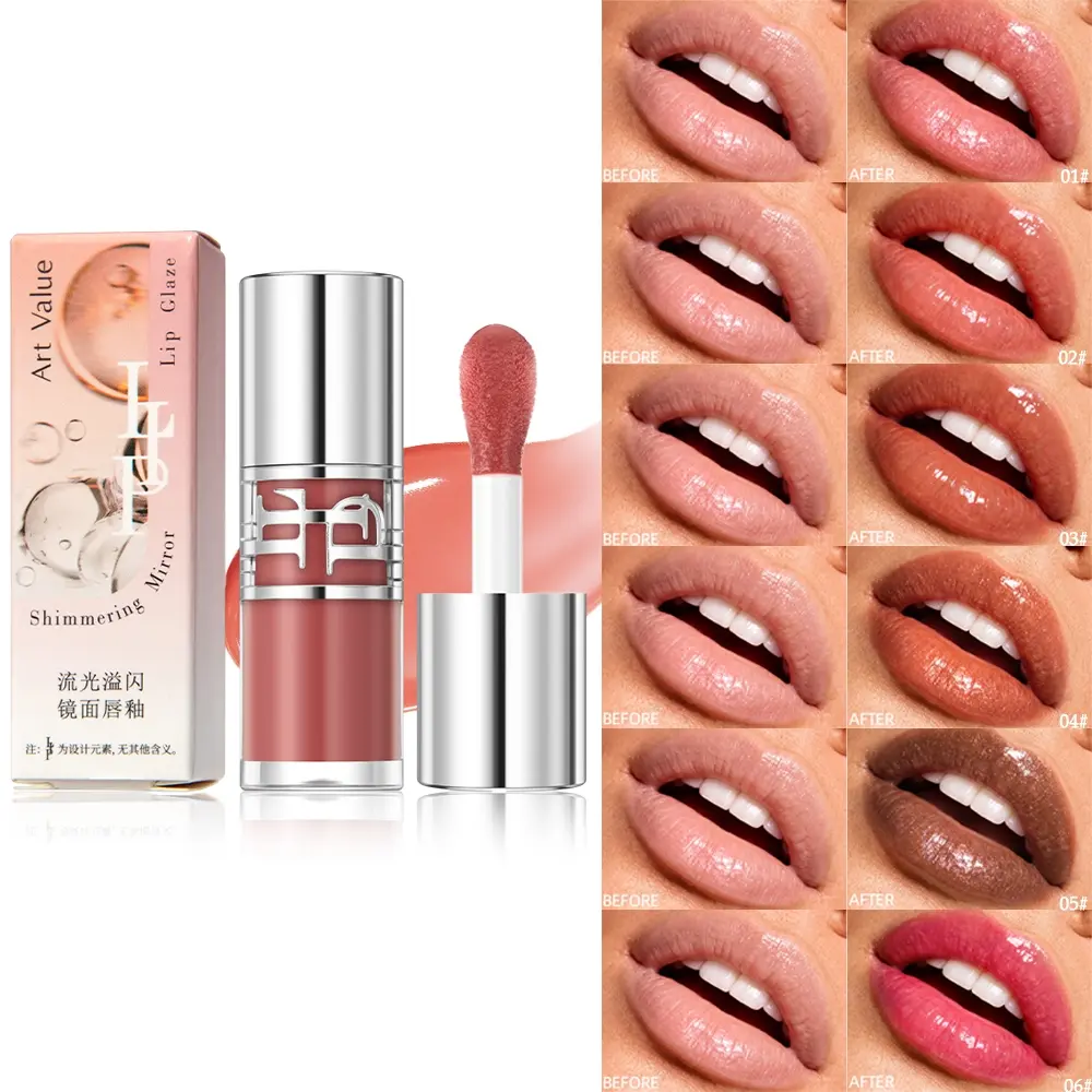 Mirror Glossy Lip Gloss Set, Hydrating Jelly Lip Plumper Gloss, Non-Sticky Shiny Lip Tint with 6 Shades Nude Pink Brown, Long Lasting Moist Lip Oil for Plump Water Drip Lips, Makeup Gift for Women Girls, Hydrate