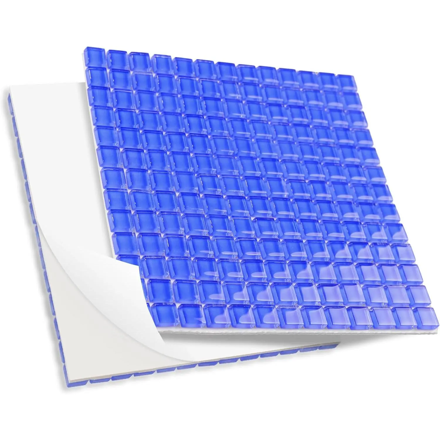 169 Particles Self-Adhesive 0.4X0.4 Inch Square  Glass Mosaic Tiles. Hobbies  , Art Crafts, Mosaic Making Projects,  Decoration DIY Art Projects (Light Blue)