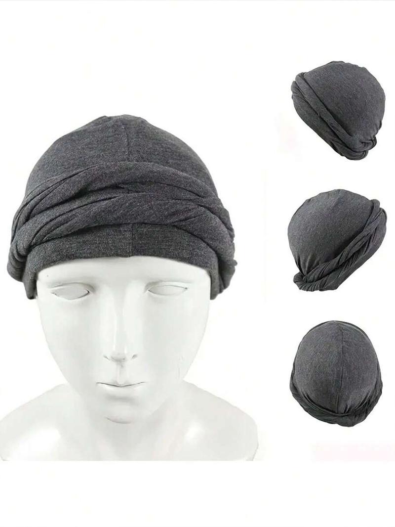 Solid Color Double-layer Twist Design Turban Hat, Modest Casual Comfortable Breathable Cloth Hat for Men & Women, Fashion Soft Accessories for Daily Wear, Fashion Matching Hat
