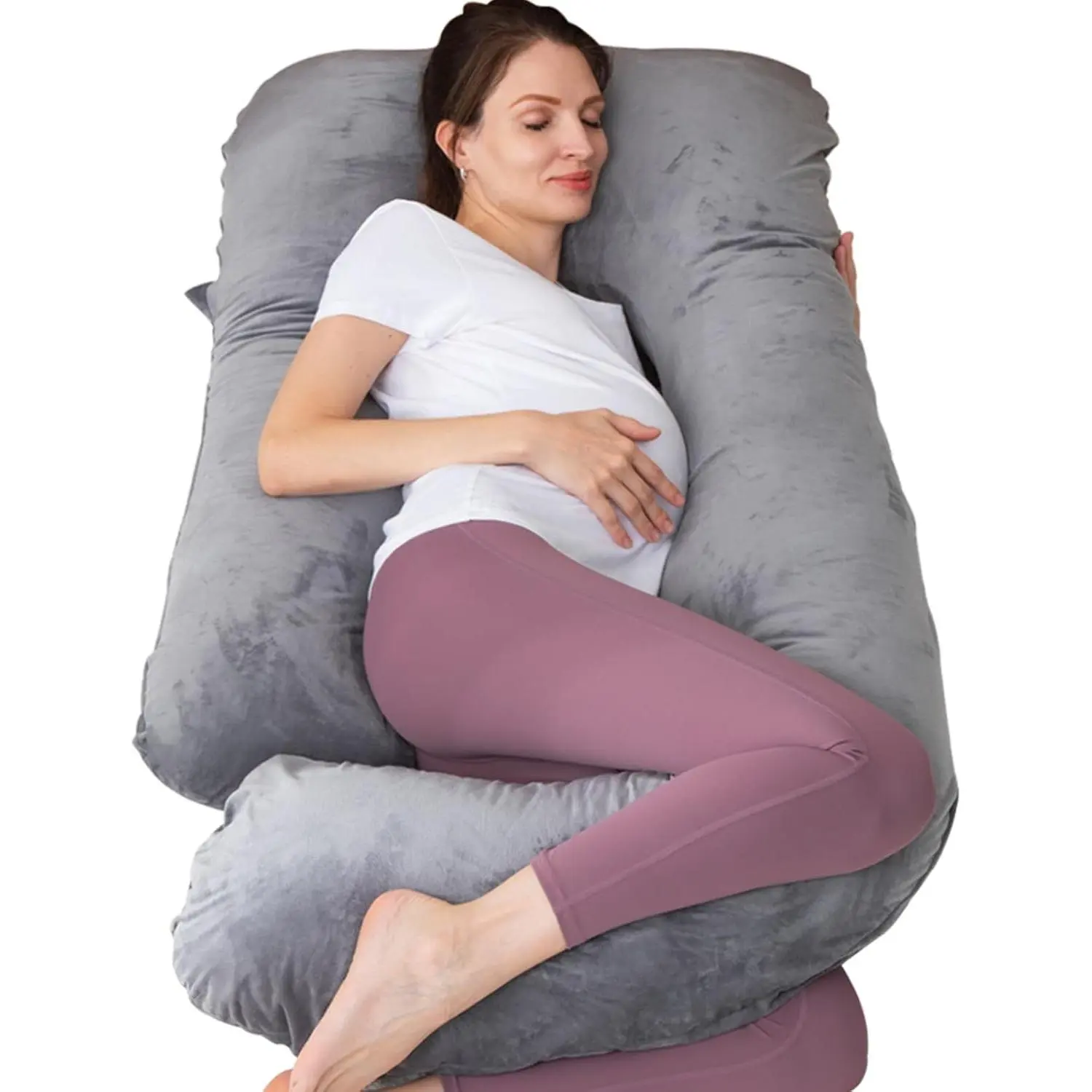 U-Shaped Full Body Pregnancy Pillow with Cover for Maternity Support, Dark GreyGift