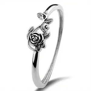 1pc Elegant Rose Leaf Grape Vine Design Ring Wedding Flower Ring